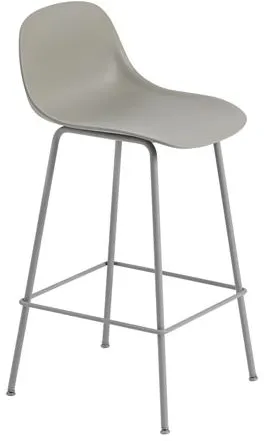 Muuto Fiber Barstol med Tube Base og Ryggstøtte Grå/Grå H87,5 cm
